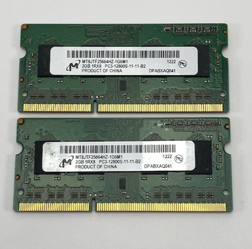 Lot of 2 x MT8JTF25664HZ-1G6M1 2GB 1RX8 PC3-12800S-11-11-B2 Imac RAM