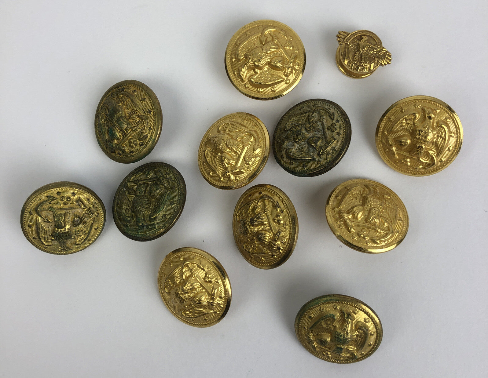 Vintage Mixed Lot of 12 Military US Army Dress Uniform Button WATERBURY CO. +