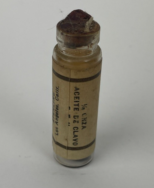 Antique Sterling Los Angeles Oil of Cloves Clear Medicine Bottle for Toothache