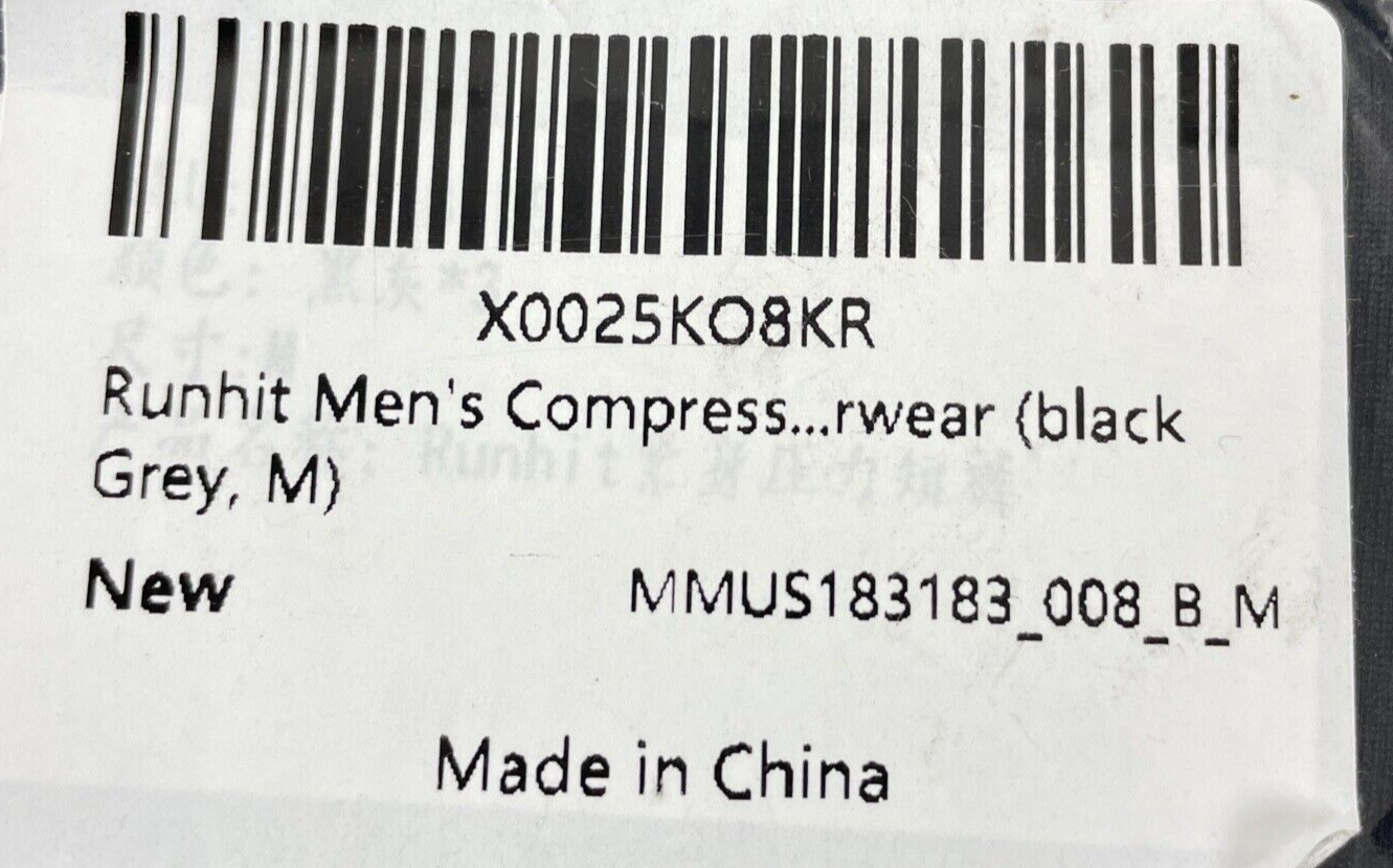3 x Runhit Compression Shorts Men's Sz M Underwear Spandex Running Shorts- Black