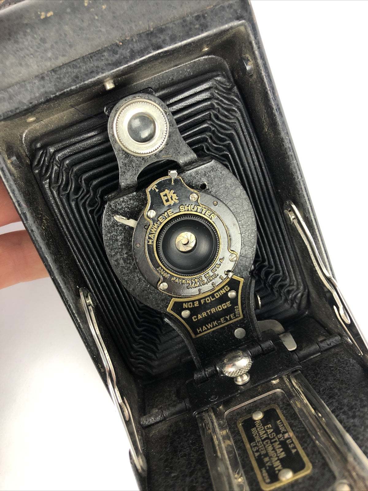 Eastman Kodak Hawk Eye Shutter Model B NO. 2A Folding Vintage Camera & Case 1914