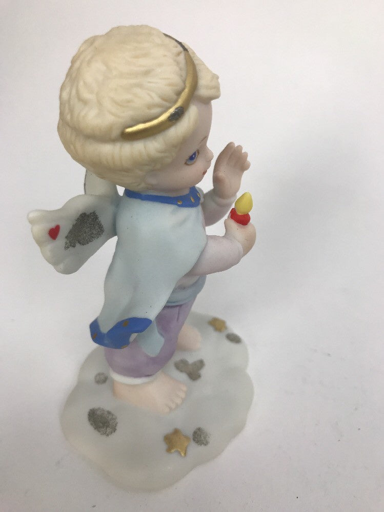 Tender Hearts Candle Angel Cherub Porcelain Figurine "Guiding Light" Bronson