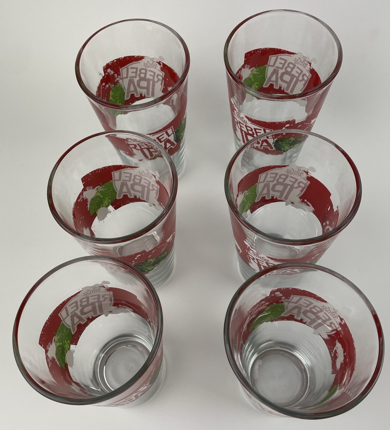Lot of 6 x Samuel Adam’s Rebel IPA 16 Ounce (pint) Beer Glasses NOS Barware