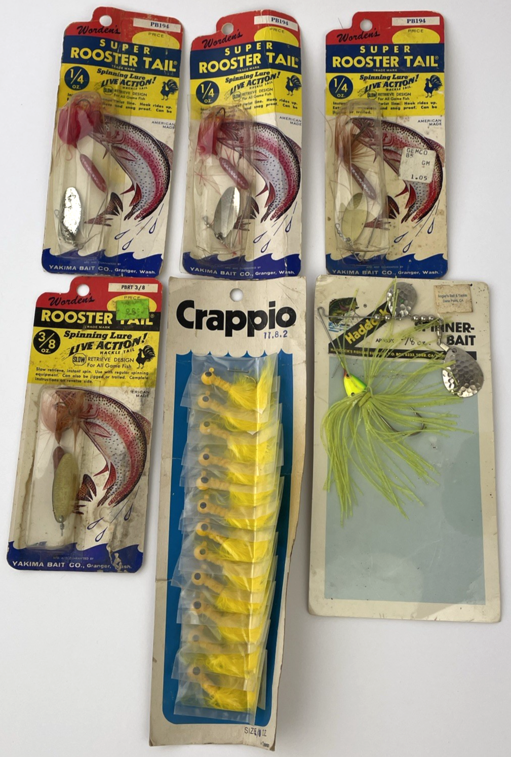 4 x Vintage Discontinued Wordens Yakima SUPER ROOSTER TAIL SPINNER Bait 1/4 oz.