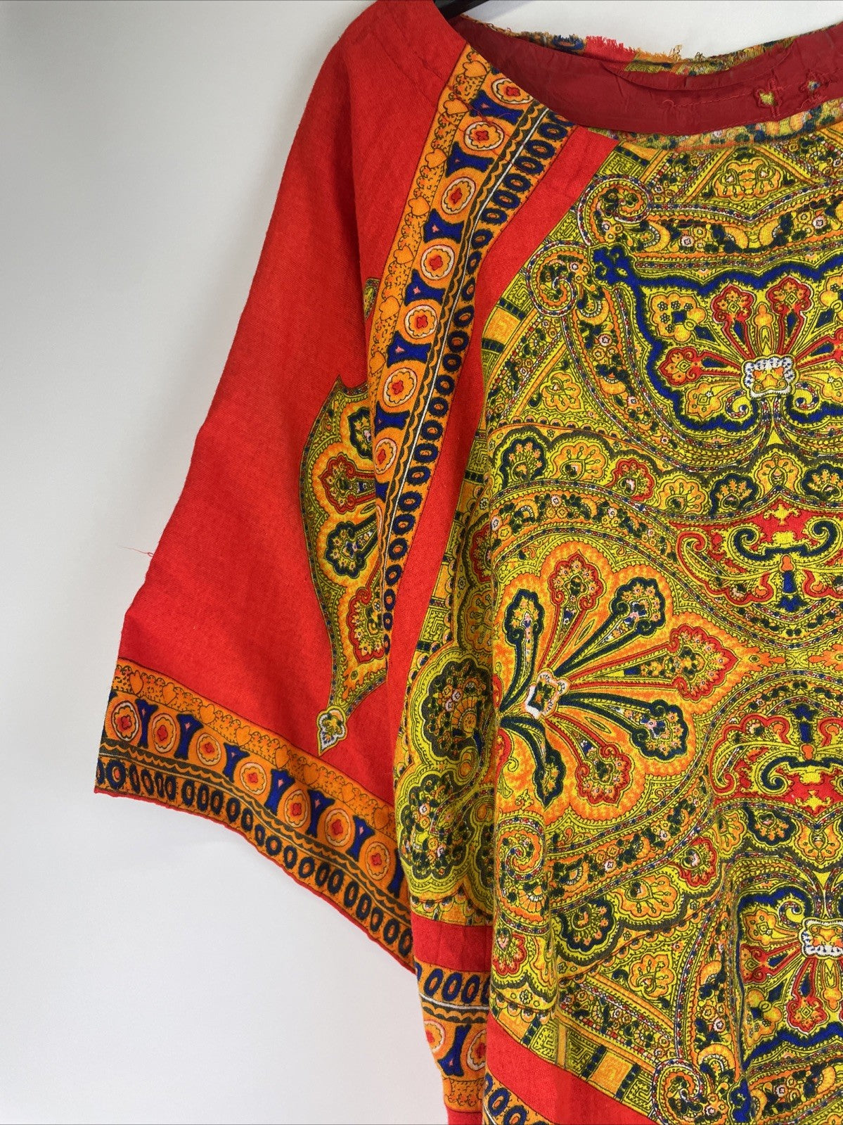 Caftan Kaftan Dress Orange Paisley Medallion Boho India OSFM - LOOK