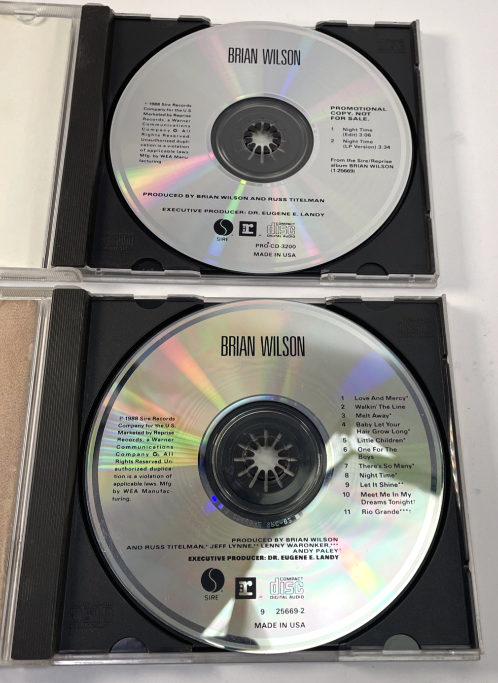Brian Wilson Self Titled (Digital Audio CD, 1988) + " Night Time " Single CD