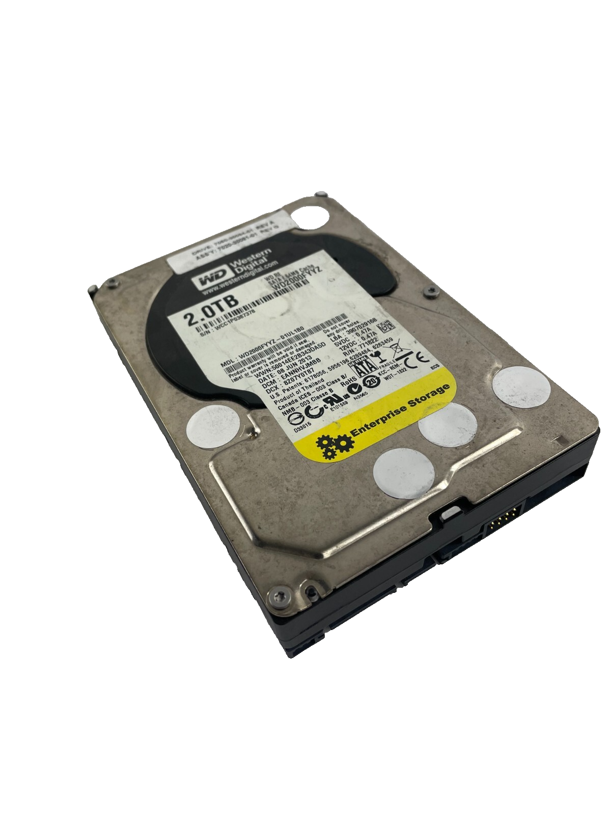 Western Diginal Model WD2000FYYZ - 01UL1B0 SATA Internal Hard Drive Cache 64MB