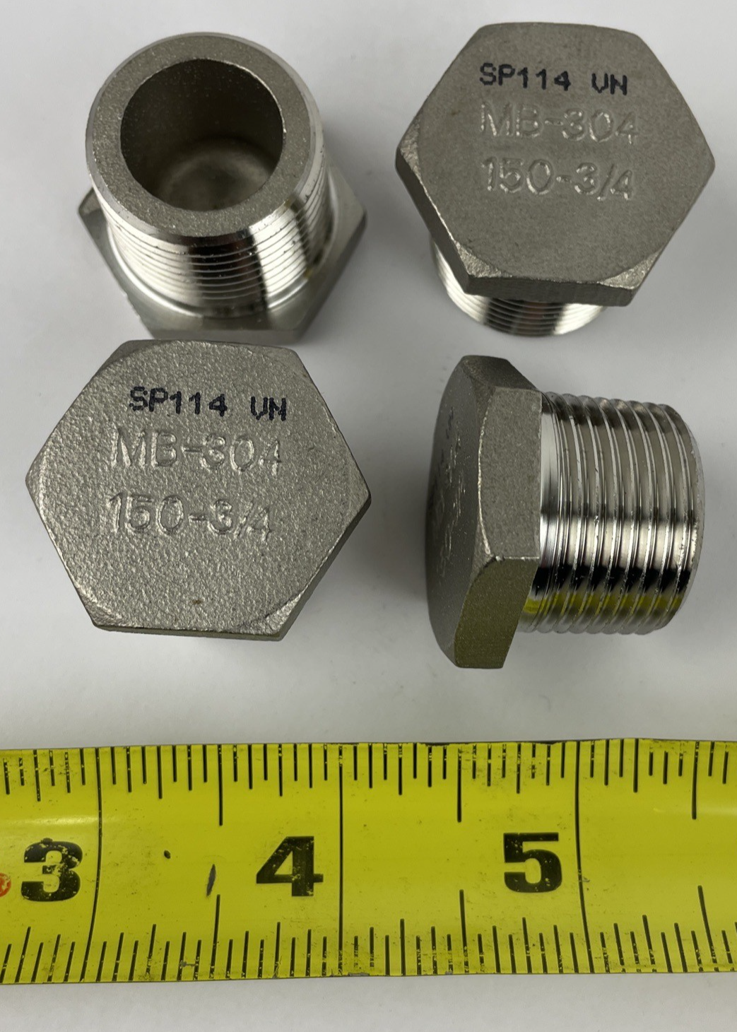 Lot of 4 x 150-3/4 NPT Threaded Hex Head plug MB-304 Stainless Pipe Fittings