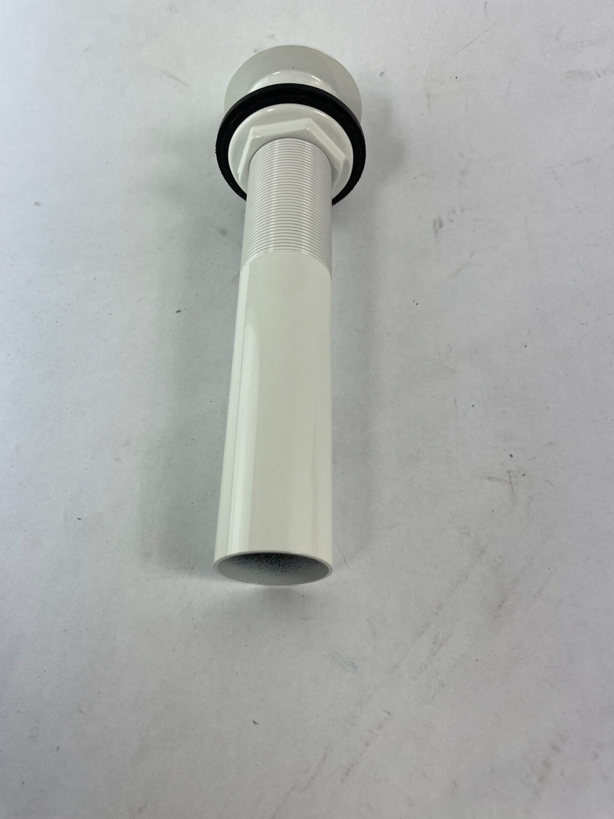 Rubinet 9DPU3WH white exposed lift and turn bathroom sink drain with overflow