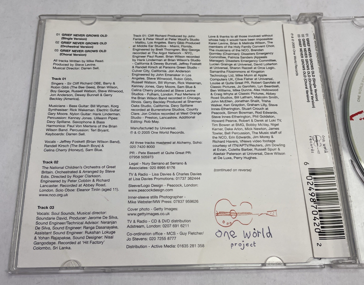 Grief Never Grows Old by Various Artists (CD, 2005) Tsunami Appeal Relief Effort