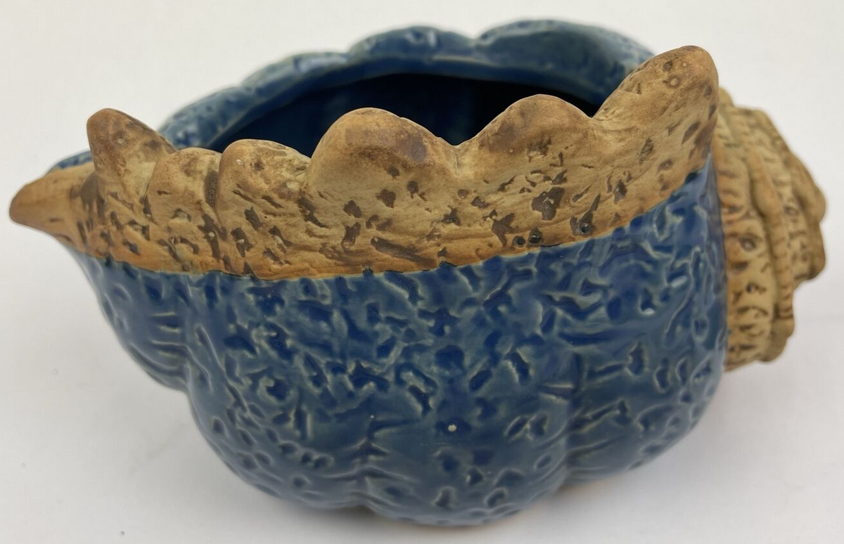 Sea Shell Blue Ceramic Planting Pot Succulent Planter Garden w Sea Shells Cali