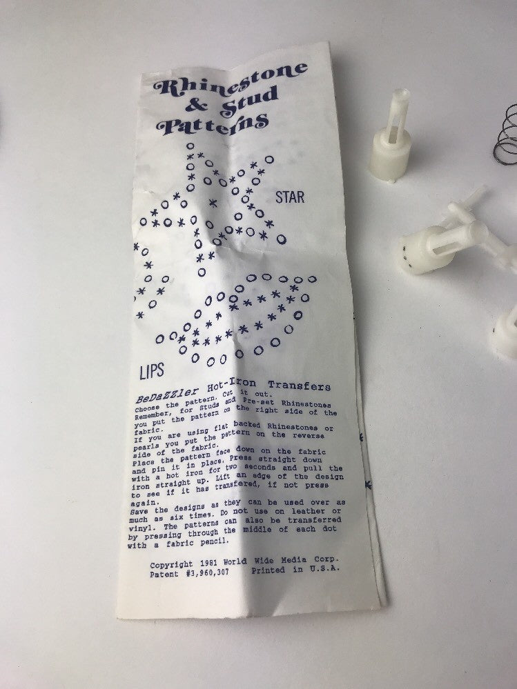 Vintage BeDazzler Rhinestone Stud Setter 90's Patterns Instructions Box