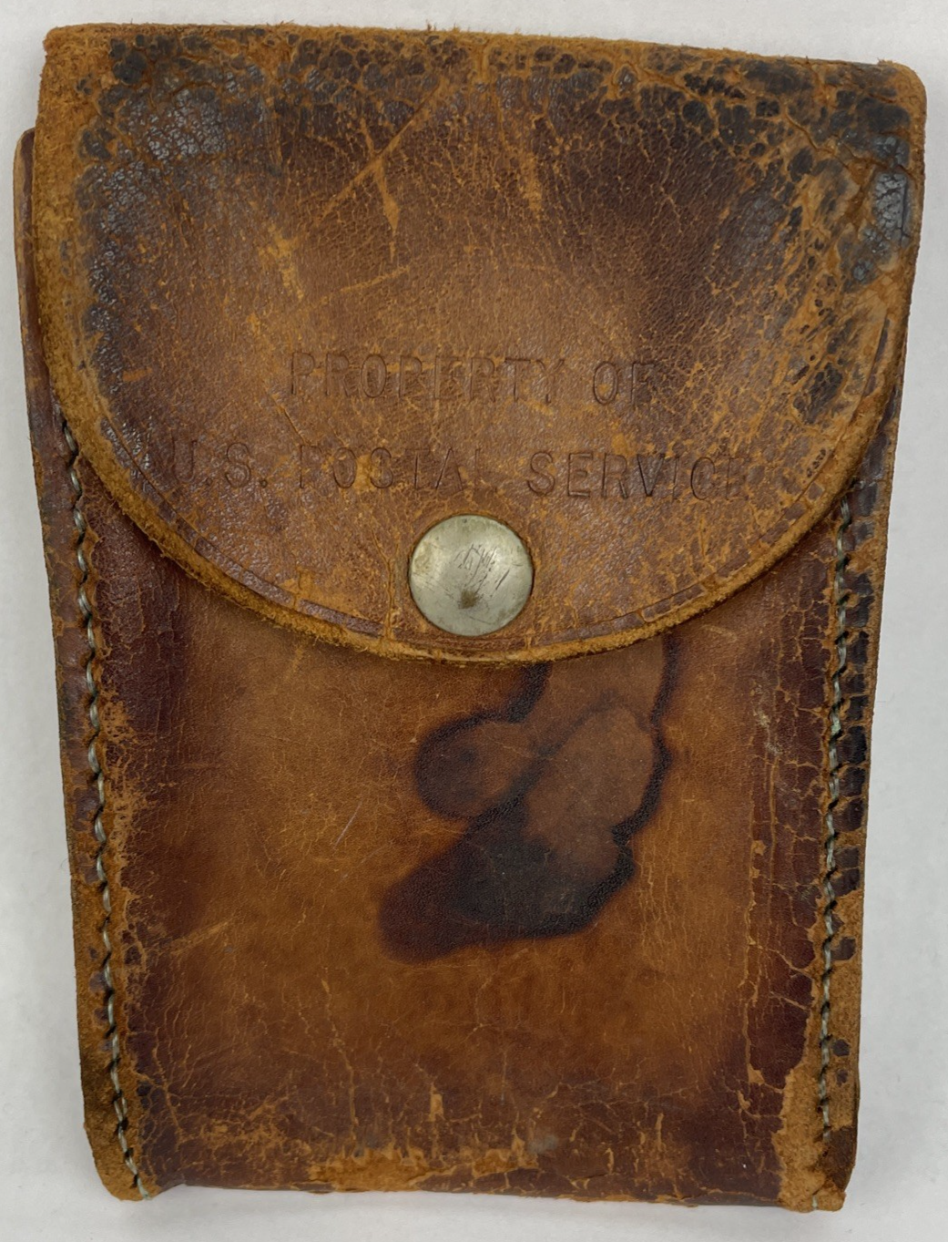 Vintage U.S. Postal Service Brown Leather Belt Mail Carrier Pouch 6"x4" USA