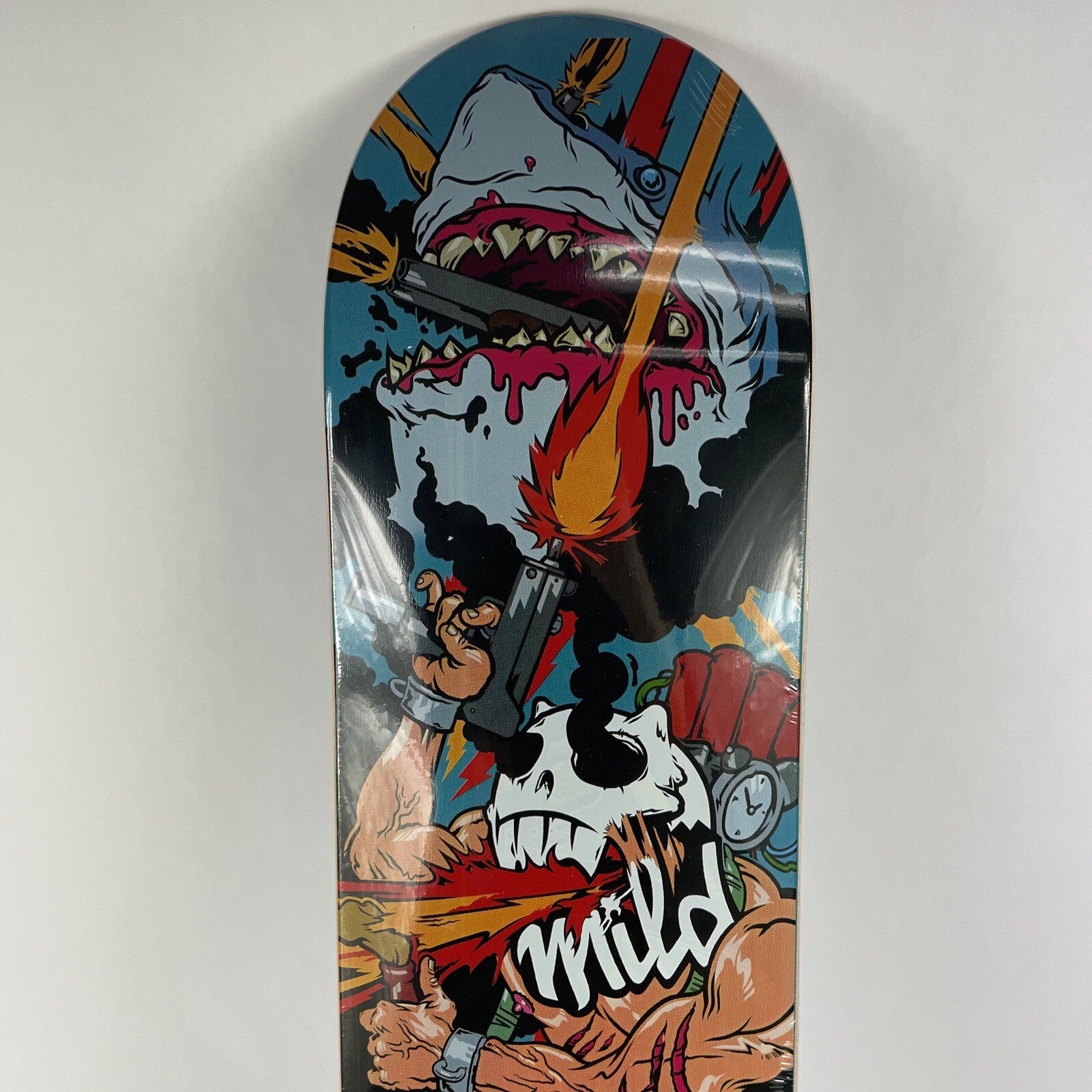 Mild Skateboards War Warrior 7.75-inch rare skateboard deck with premium maple construction and bold graphic artwork.
