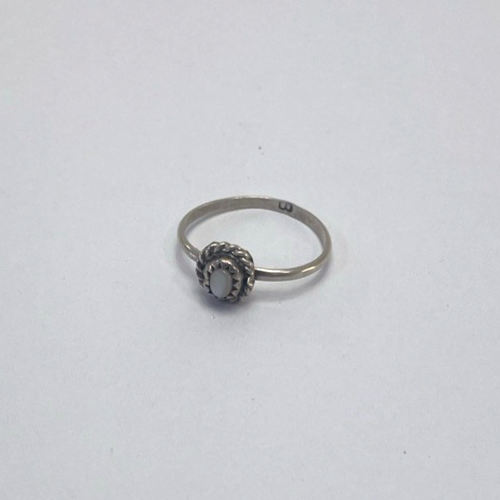 Dainty Native American Minimalist Mother Pearl 925 Sterling Silver Ring Sz 5