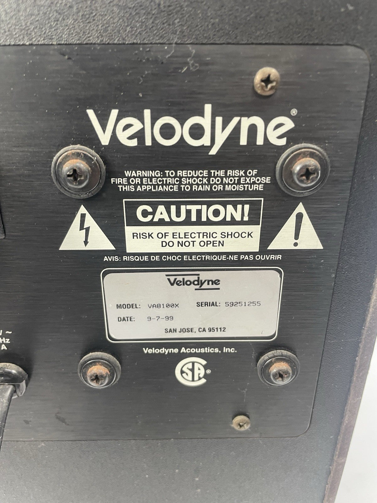 Velodyne VA 8100x Subwoofer VA Series 8"  W/ 10" Passive Radiator