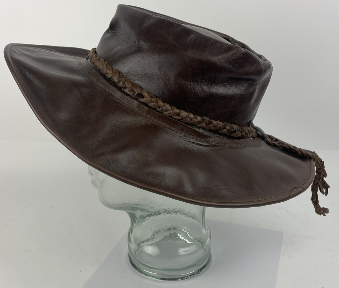 Genuine Handcrafted Thick Leather w Wire Vintage Western Cowboy Or Cowgirl Hat