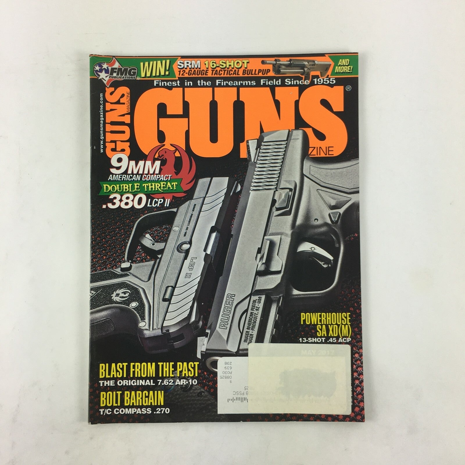 May 2017 Guns Magazine 9mm Double Threat .380 LCP II 13-Shot .45 ACP 7.62 AR-10