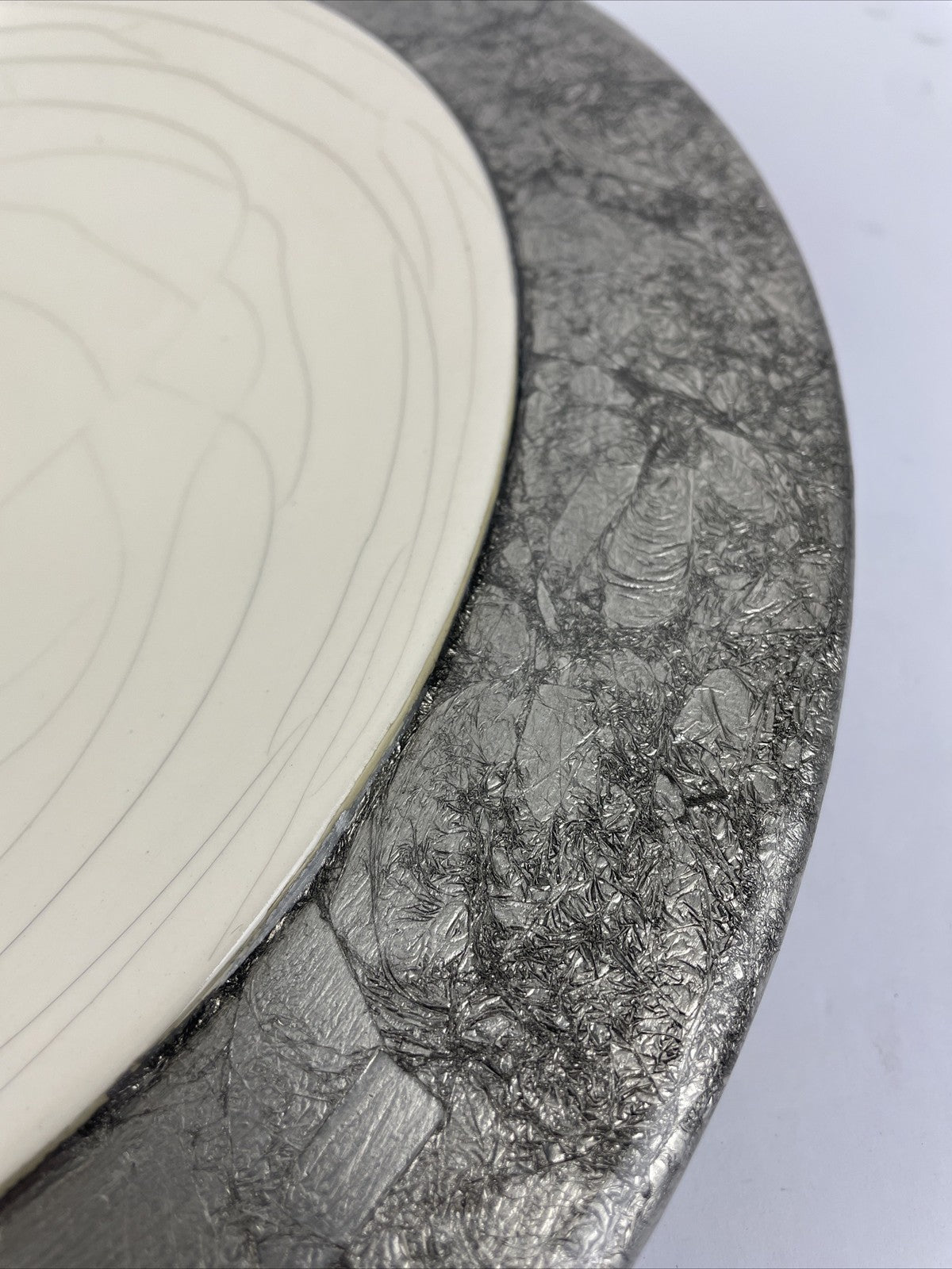 Round Designer Glass Vessel Sink Metallic Silver Modern Decor Design OD 15.5"