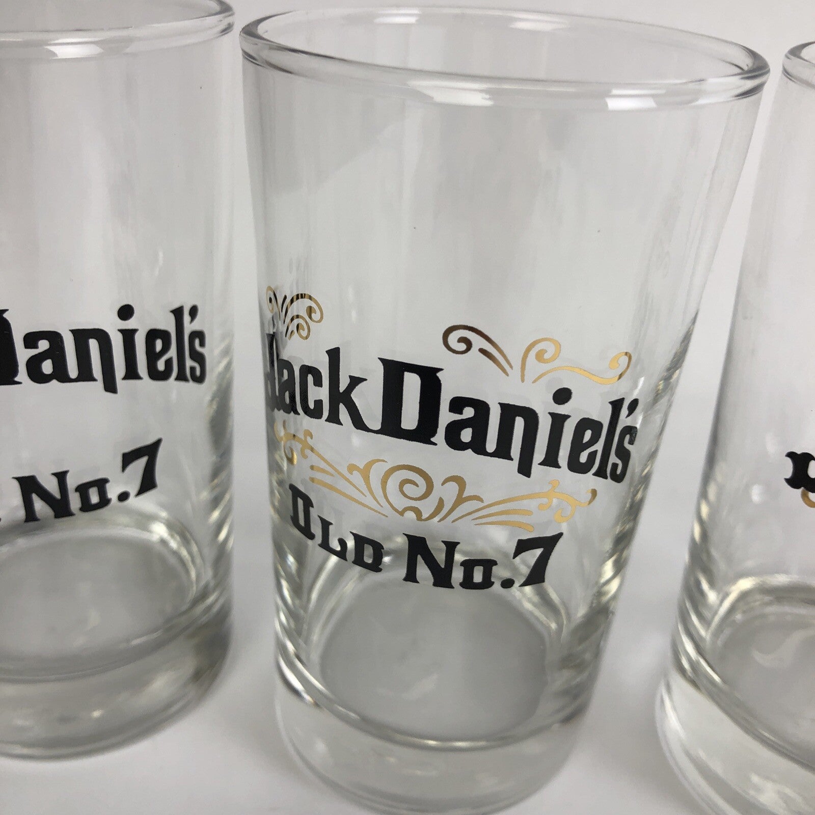 Jack Daniels Old No. 7 Gold Leaf Whiskey Rocks Drink Glasses Set of 4 Clear 8oz