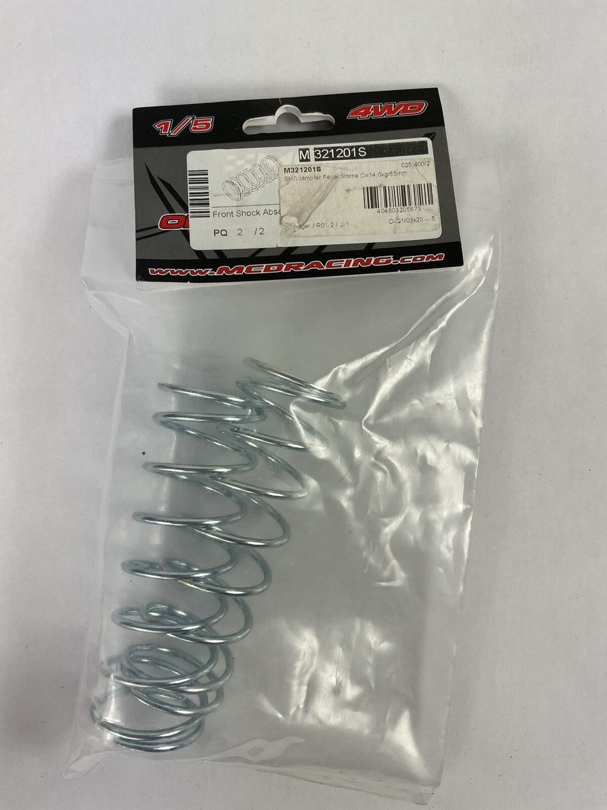 MCD racing RC  : 2 x Front Shock Absorber Spring C=14kg/65mm M321201S