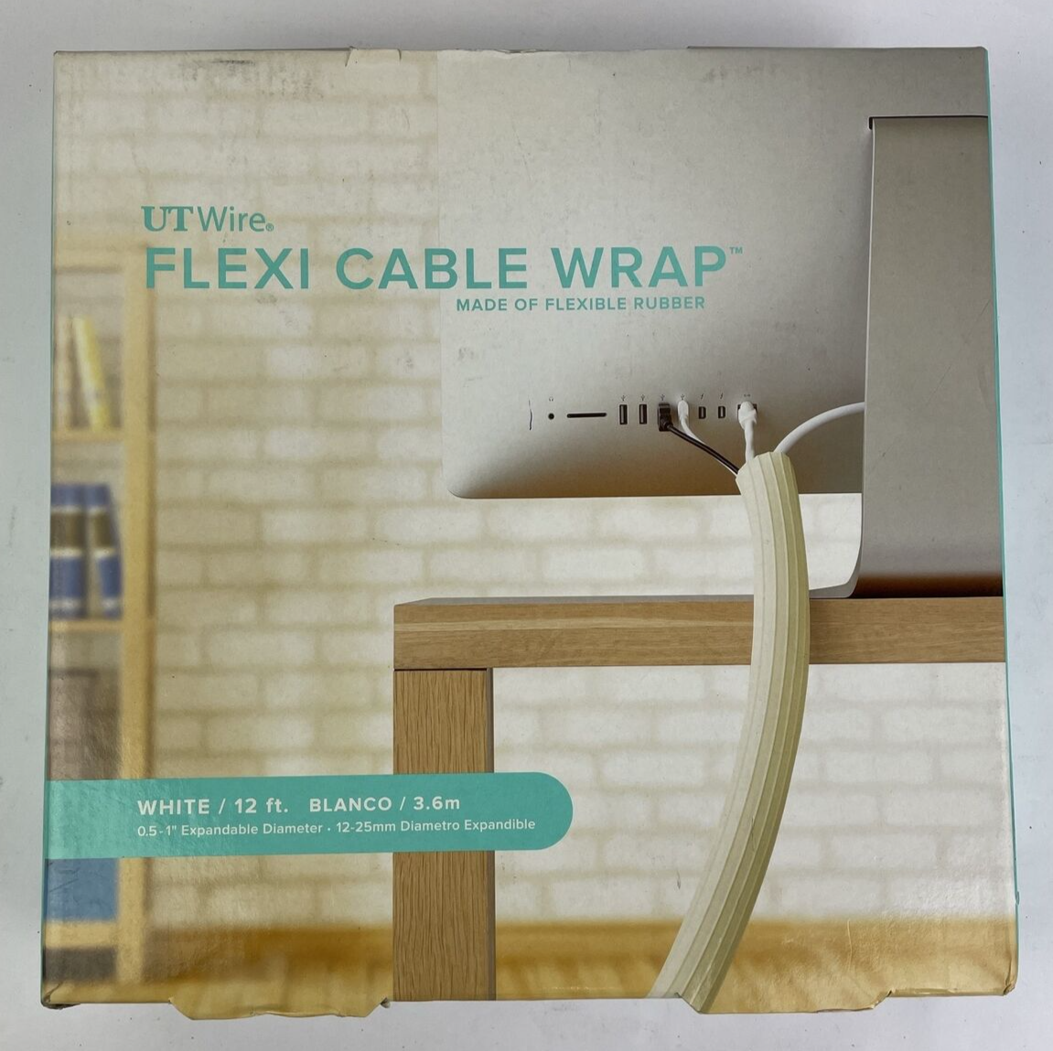 Flexi Cable Wrap ( Rubber ) 0.5" to 1" x 12 ft White UTWFCW12WH - NEW