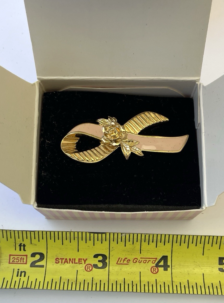 3 x Vintage Avon AVON 1993 Better Breast Care Ribbon Pin Large 2" NOS NIB