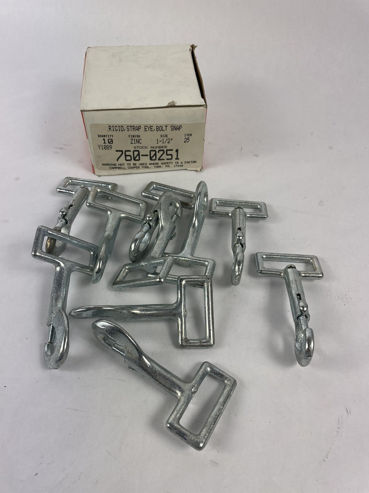 Campbell Rigid Strap Eye Bolt Snap 760251 size 1.5"  (Pack of 10)