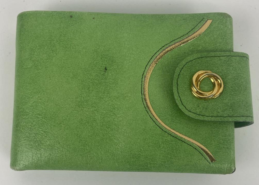 Vintage Princess Gardner Green Leather French Purse Bifold Wallet