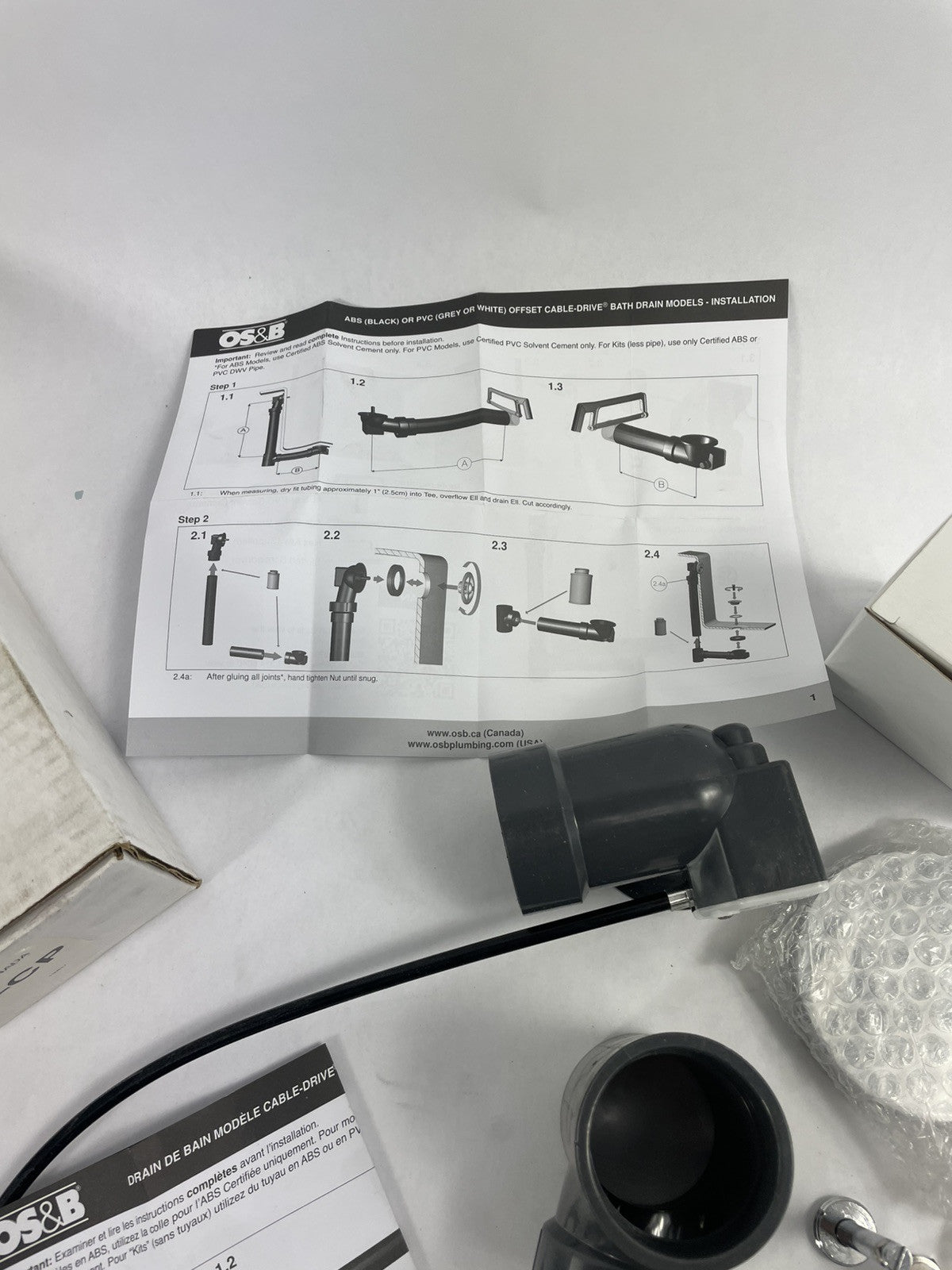 OS&B Cable Drive Bathtub Drain Waste Overflow Kit Trim 40 ABS Chrome Plated