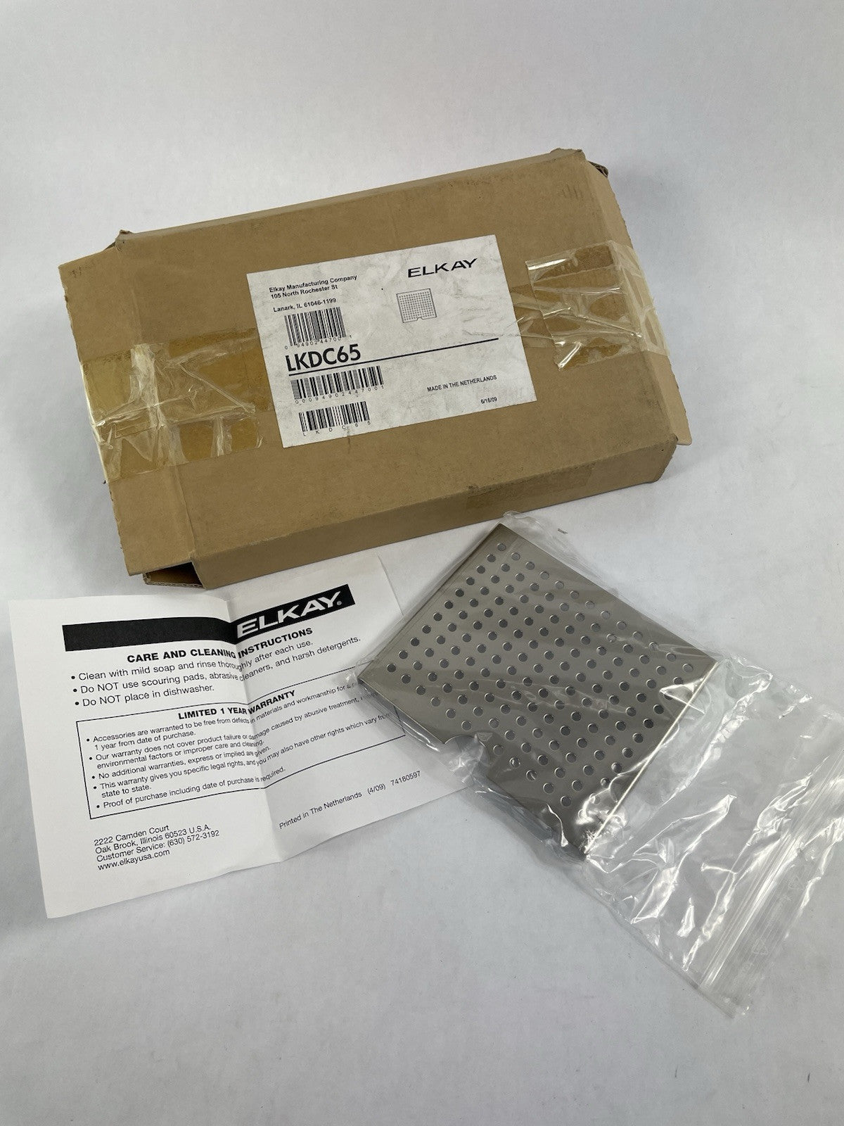 Elkay LKDC65 Side Drain Cover for Double bowl sink