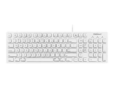 Macally Full Size USB Wired Keyboard (MKEYE) for Mac and PC (White)